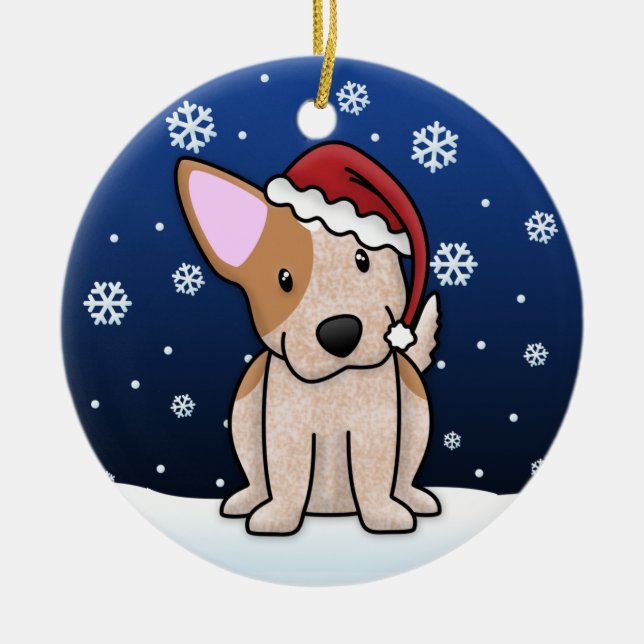 Enfeites de natal vermelhos de Heeler dos desenhos (Frente)