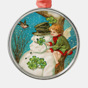 Enfeites de natal Victoriano Snowman e Clover