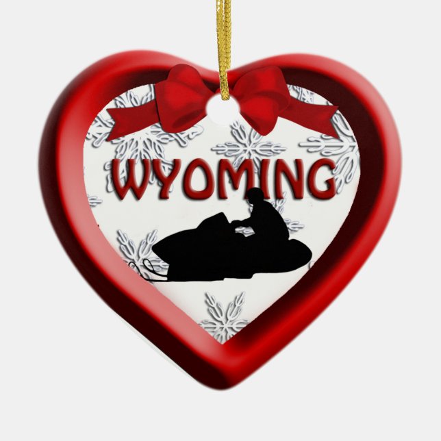 Enfeites de natal Wyoming Snowmobile Heart (Frente)