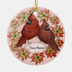 Enfeites de Poinsettia de Cardinals
