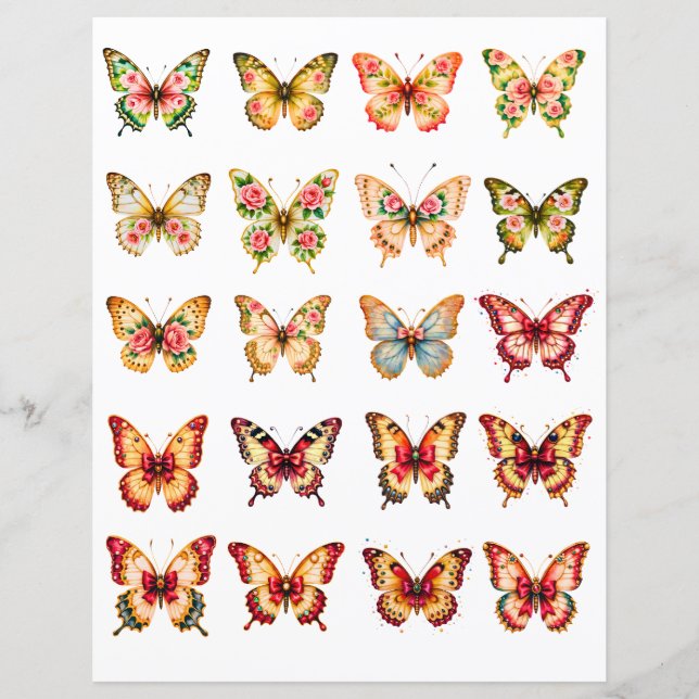 Enfeites de Scrapbook Borboleta Vintage (Frente)