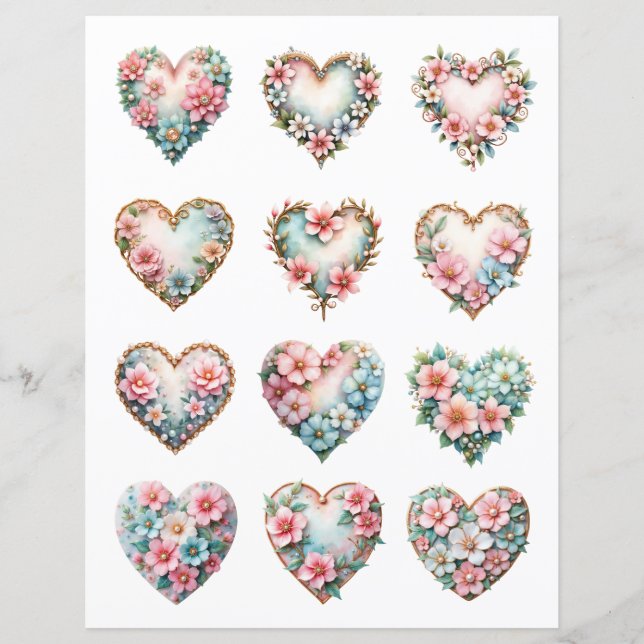 Enfeites de Scrapbook em Forma de Coração Elegante (Frente)