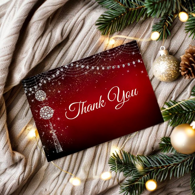 Enfeites elegantes chic, vermelhos Convite de Nata (Criador carregado)