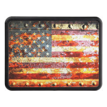 Bandeira Americana Na Porta Metálica Rivetada