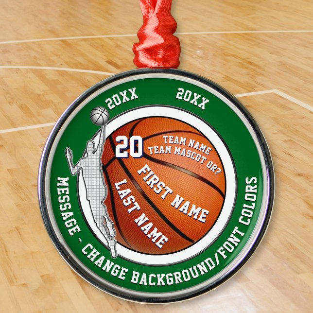 Enfeites Personalizados de Basquete. Equipe de Bas (Personalized basketball Christmas ornaments. Gifts for basketball players. Basketball senior gifts.)
