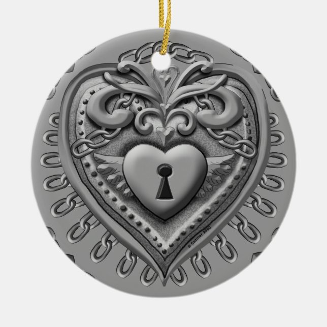 Enfeites personalizados Silvery Heart Lock (Frente)