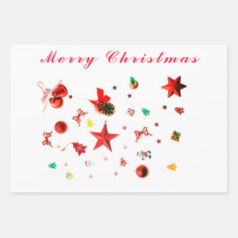 Enfeites vermelhos de Feliz Natal com texto