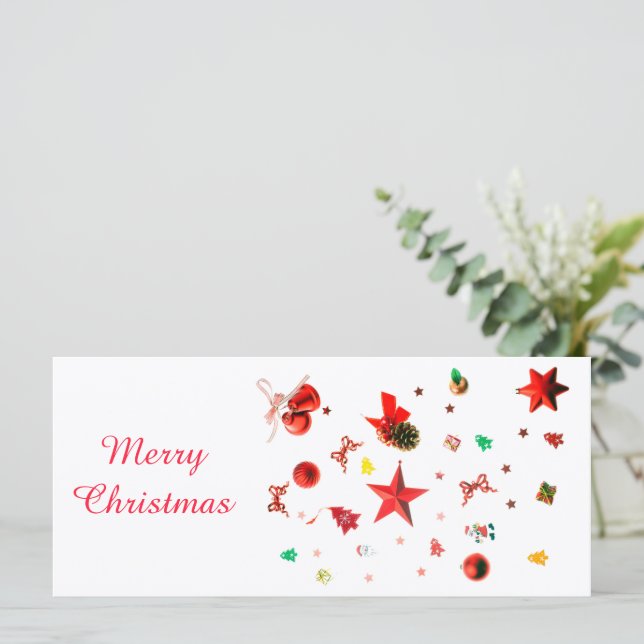 Enfeites vermelhos de Feliz Natal com texto (Em pé/Frente)