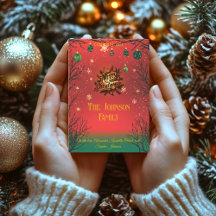 Enfeites Vermelhos e Verdes Festivos, cartão de na