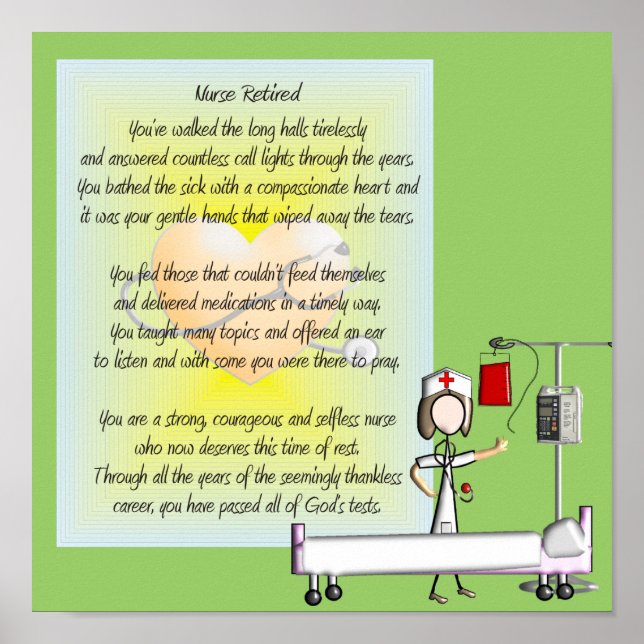 Enfermeira aposentada Poster e poema (Frente)