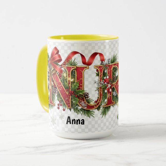 Enfermeira - Caneca Elegante e Festiva para Profis (Frente Esquerda)