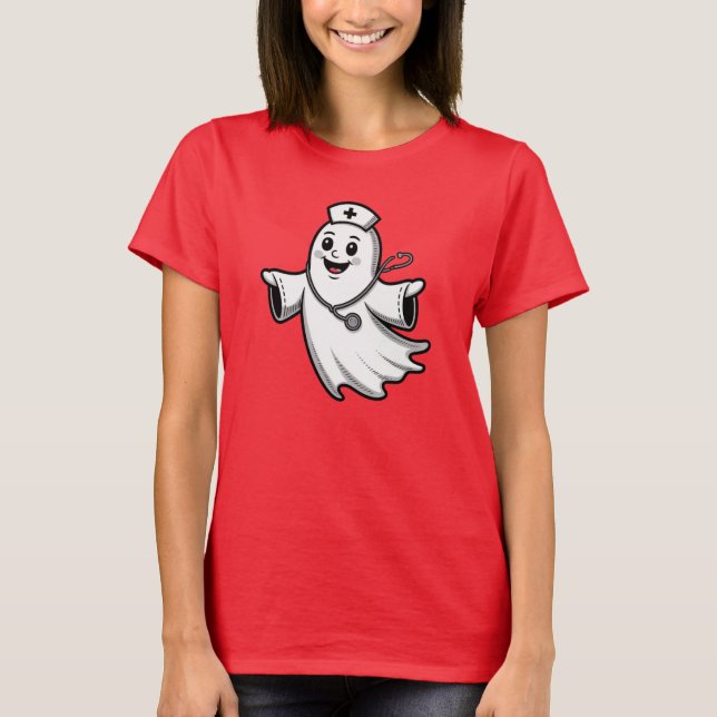 Enfermeira de camiseta Diversão de Halloween (Frente)