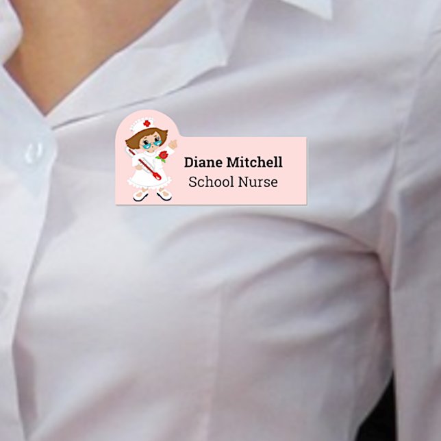 Enfermeira de Cartoon Divertida Nome de etiqueta d (Criador carregado)
