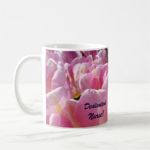 Enfermeira Dedicada! Caneca de Café Tulipas Rosa