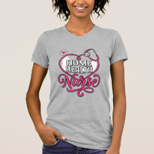 Enfermeira Domiciliar Camisa com Estetoscópio Rosa