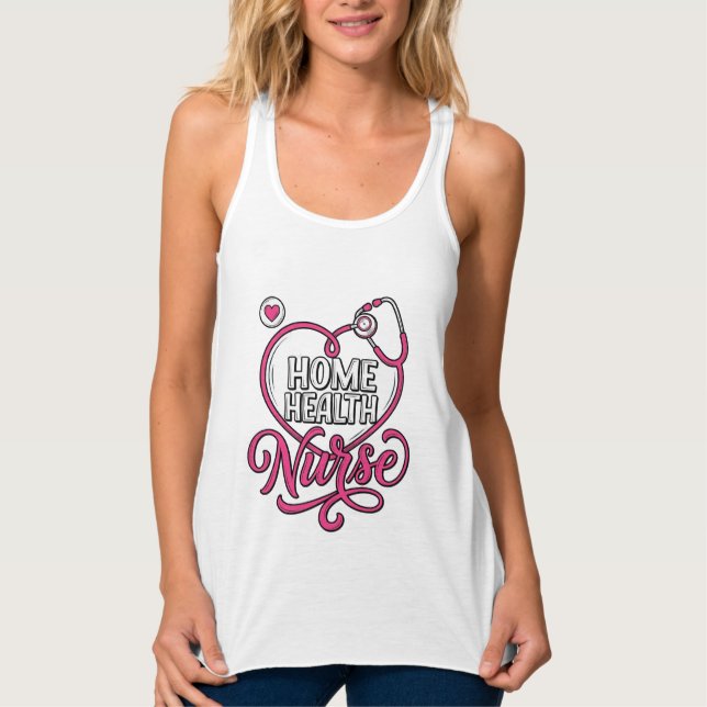Enfermeira Domiciliar Camisa com Estetoscópio Rosa (Frente)
