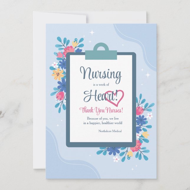 Enfermeira Floral Obrigado Convite (Frente)