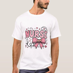 Enfermeira Fofa Laço Coração Camisa Vector Design_