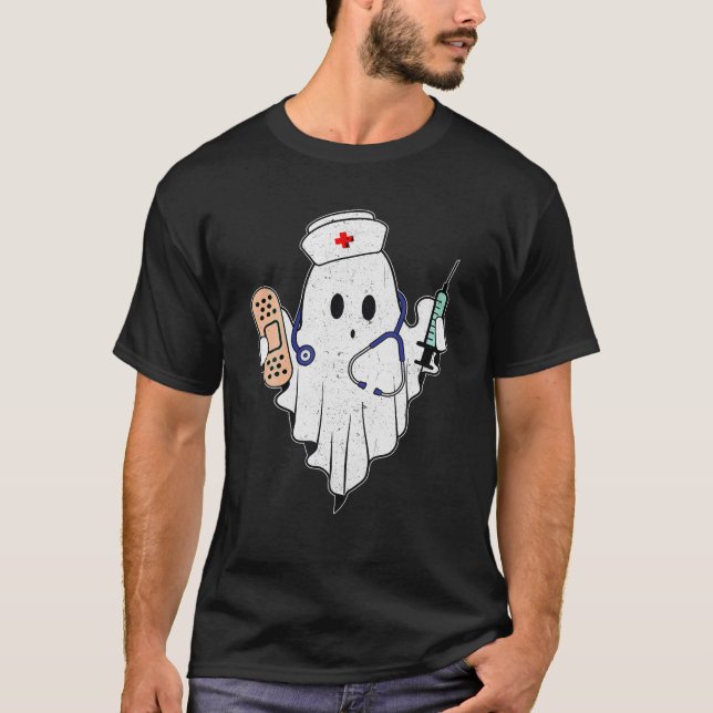 Enfermeira Ghost Scrub Top Halloween Costume Para  (Frente)