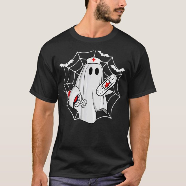 Enfermeira Ghost Scrub Top Halloween Costume Para  (Frente)