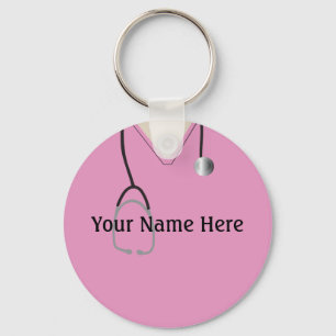 Enfermeira Médica Botão Rosa Chaveiro