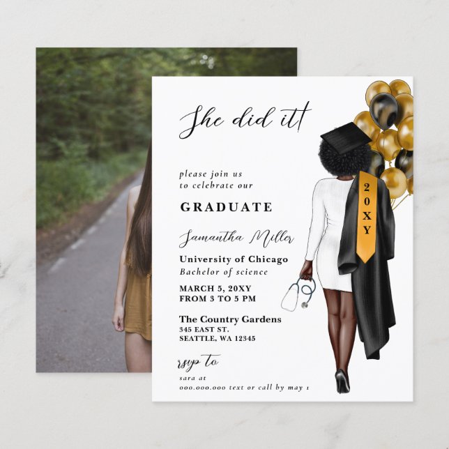 Enfermeira Negra Dourada Do Orçamento Ela Fez A Gr (Frente/Verso)