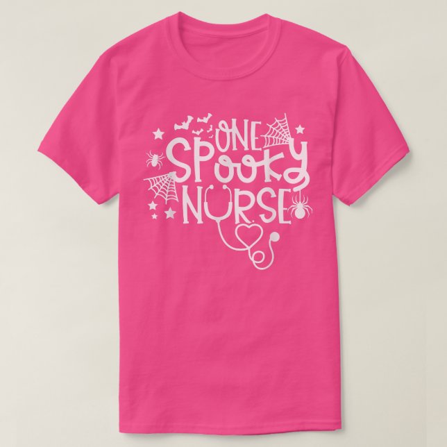 Enfermeira Spooky Camisa Engraçada Stethoscope Hal (Frente do Design)