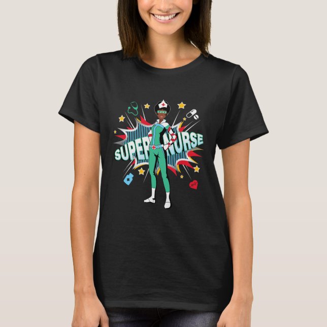 Enfermeiras Negras Rocham Camisa Super Hero Black  (Frente)