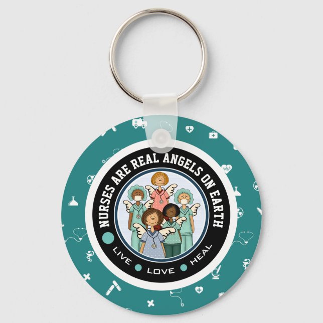 Enfermeiras são Anjos Reais na Terra. Chaveiros pa (Frente)