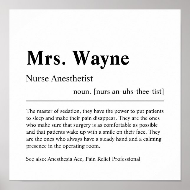 Enfermeiro Anestesista Poster de Presente Personal (Frente)