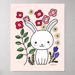 Enfermeiro Coelho Bonito Poster Floral