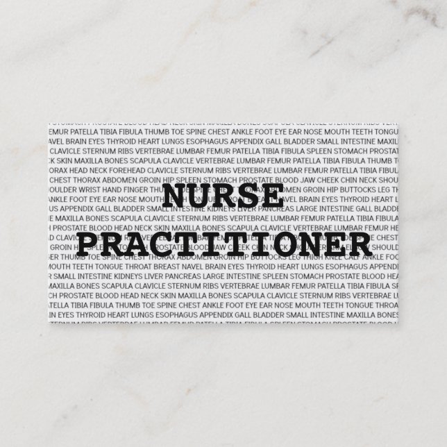 Enfermeiro Médico Palavras Cartão de visita (Frente)