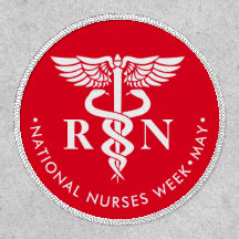 Enfermeiros Semana/Dia, botão branco caduceus RN