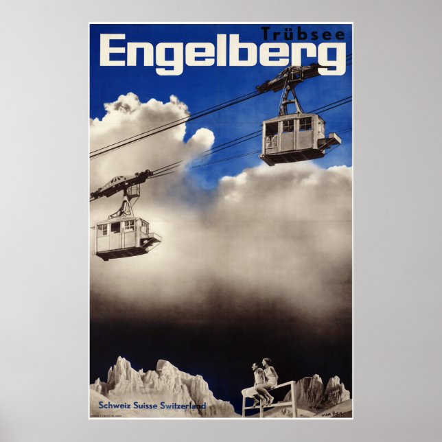 Engelberg, Suiça, Poster de Esqui (Frente)