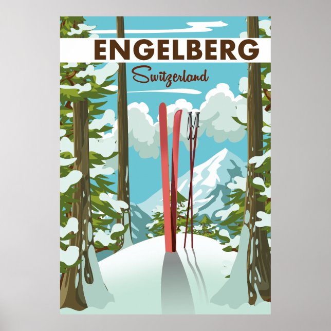 Engelberg Suiça ski poster (Frente)