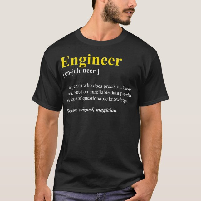 Engineer Definition t-Shirt Gift Funny Computer Ne (Frente)