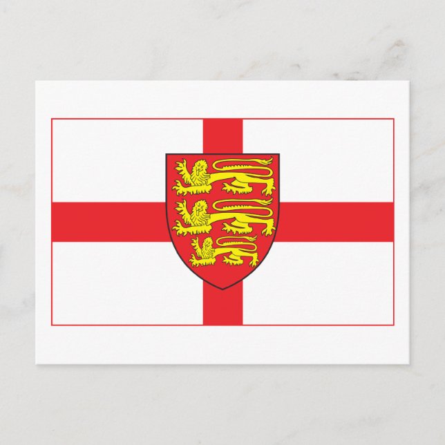 England Flag com casaco de armas Cartão postal (Frente)