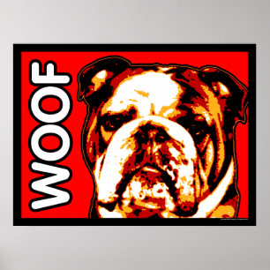 English Bulldog WOOF Poster