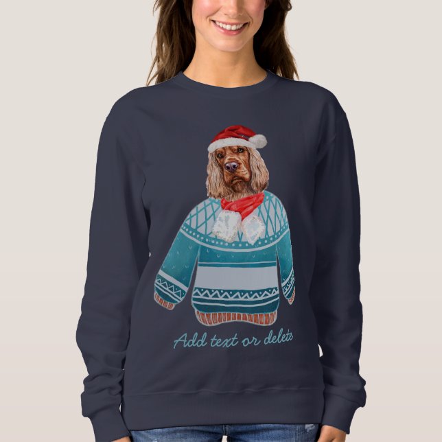 English Cocker Spaniel Natal Suéter Feio de Natal  (Frente)