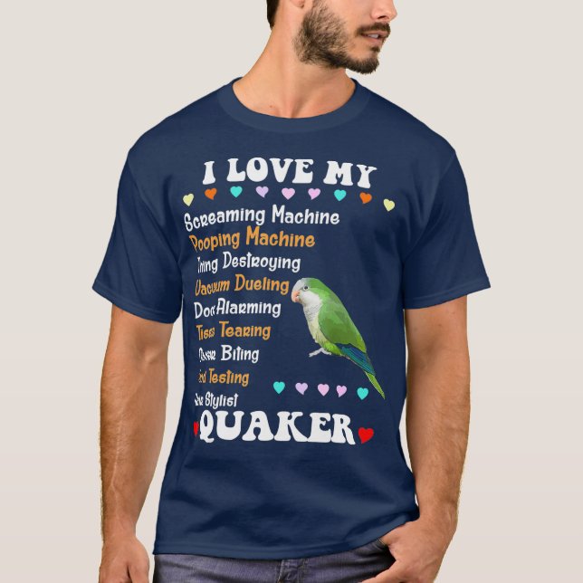 Engraçada Camisa Verde Quaker Eu Adoro Papagaio Qu (Frente)