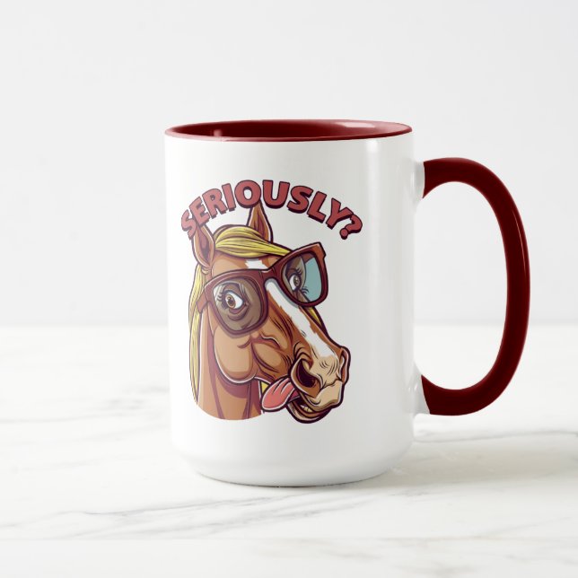 🐴 Engraçada Caneca - "Sério!" (Direita)