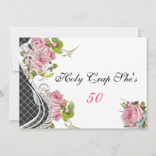Engraçado 50º Convite de Aniversário, Rosas Rosa V