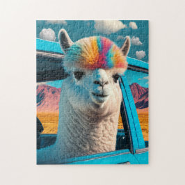 Engraçado Alpaca em Quebra-cabeça de Arte Carro