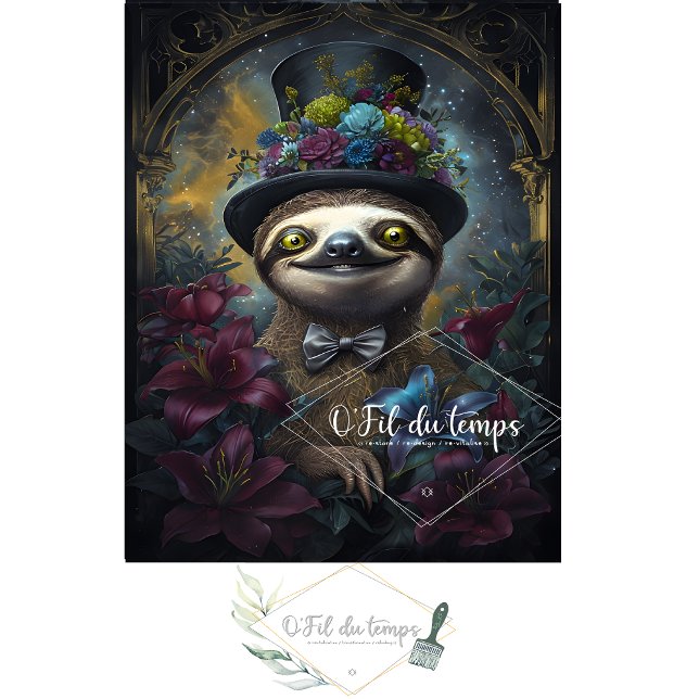 Engraçado Animal com papel de Decoupage do Chapéu. (Criador carregado)