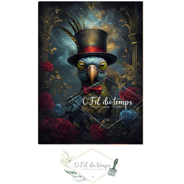 Engraçado Animal com papel de Decoupage do Chapéu. (Criador carregado)