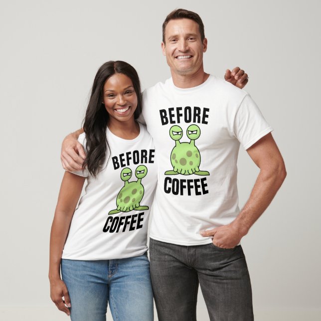ENGRAÇADO "ANTES DO CAFÉ" MONSTER T-Shirts (Unissex)