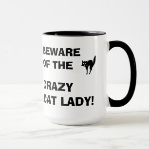 Engraçado Beware da senhora louca Caneca do gato