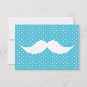 Engraçado bigode branco no padrão Bolinhas azul