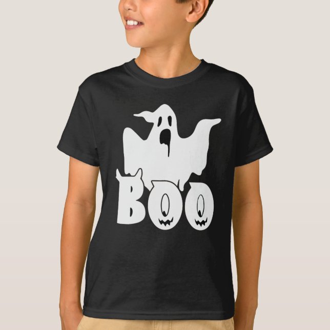 Engraçado Boo Ghost Halloween T-Shirt (Frente)