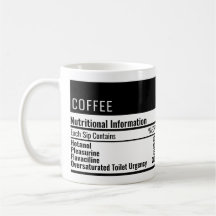 Engraçado café Informações nutricionais caneca